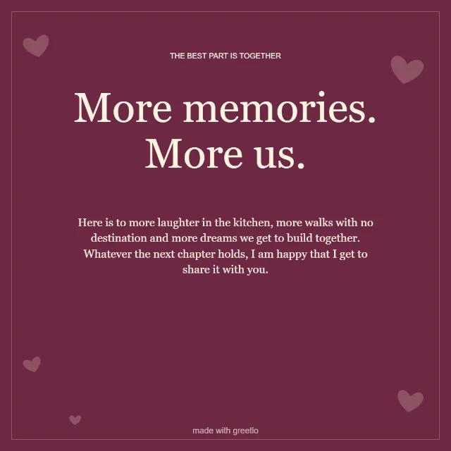 Love · Our next chapter: More memories. More us.